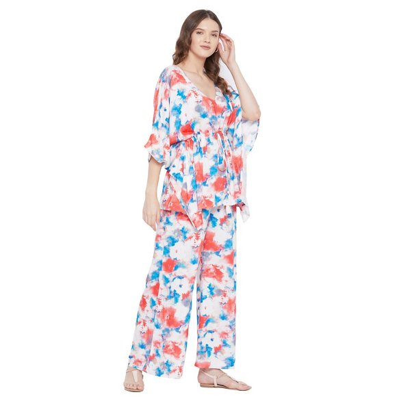 Abstract Printed Stylish Rayon Co-Ord Set Comfy Dress for Women by Gypsie Blu - Picture 6 of 11